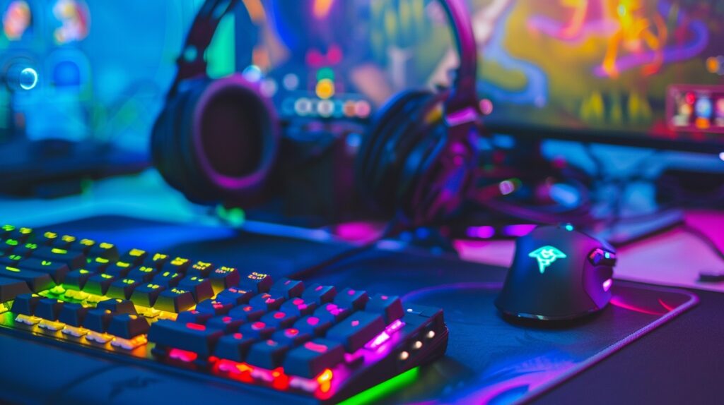 Modern gaming desk with LED lights